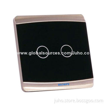 Tempered glass, 2 gang 1 way touch switch with LED